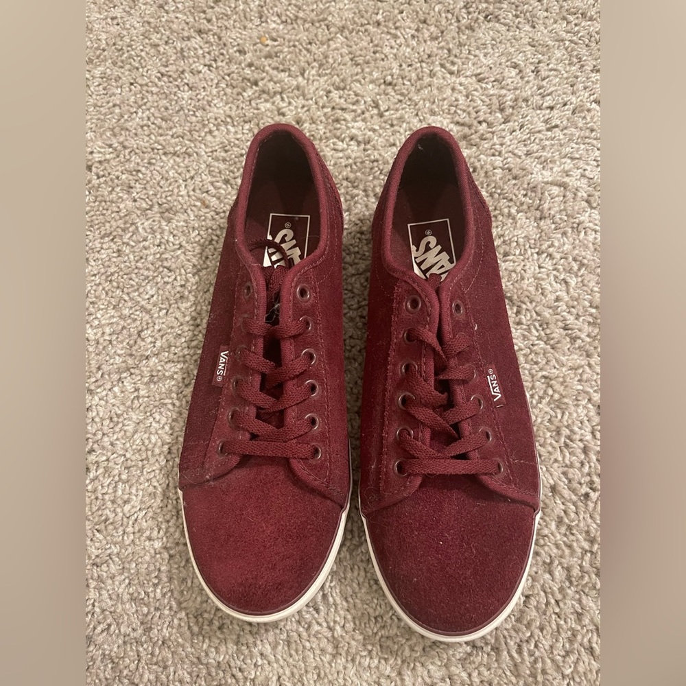 Ladies size 6.5 burgundy velvet vans sneakers never worn